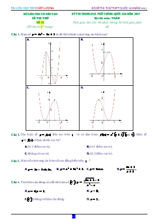 Đề thi Trung học phổ thông quốc gia môn Toán - Đề số 15