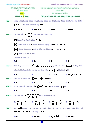 Đề thi Trung học phổ thông quốc gia môn Toán - Đề số 19