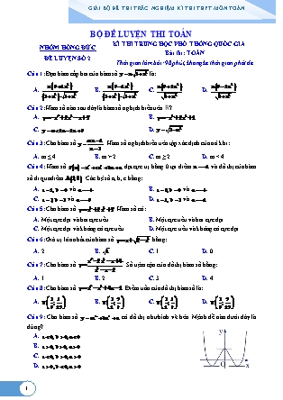 Đề thi Trung học phổ thông quốc gia môn Toán - Đề số 2 (Kèm đáp án)