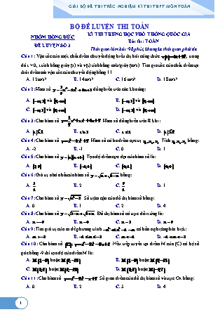 Đề thi Trung học phổ thông quốc gia môn Toán - Đề số 3 (Kèm đáp án)