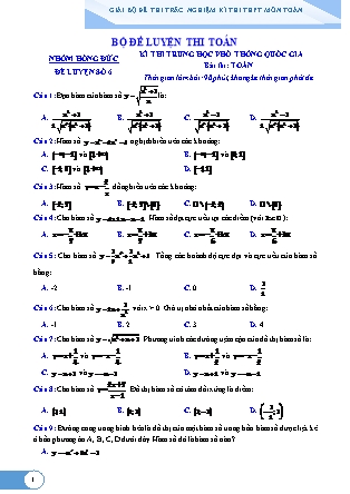 Đề thi Trung học phổ thông quốc gia môn Toán - Đề số 6 (Kèm đáp án)