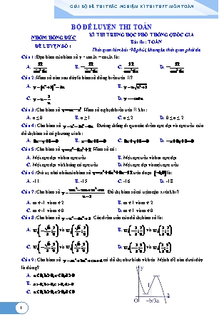 Đề thi Trung học phổ thông quốc gia môn Toán học - Đề số 1 (Bản đẹp)