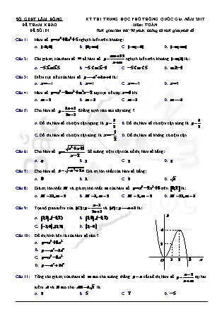 Đề thi Trung học phổ thông quốc gia môn Toán học - Đề số 1 (Kèm đáp án)