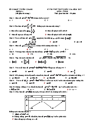 Đề thi Trung học phổ thông quốc gia môn Toán Lớp 12 - Đề số 11 - Sở giáo dục và đào tạo Tuyên Quang