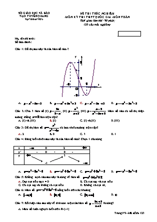 Đề thi Trung học phổ thông quốc gia môn Toán Lớp 12 - Đề số 14 - Sở giáo dục và đào tạo Tuyên Quang