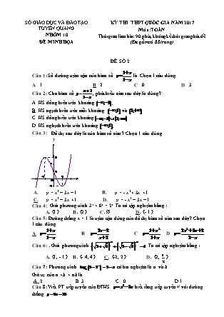 Đề thi Trung học phổ thông quốc gia môn Toán Lớp 12 - Đề số 3 - Sở giáo dục và đào tạo Tuyên Quang