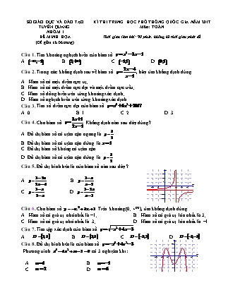 Đề thi Trung học phổ thông quốc gia môn Toán Lớp 12 - Đề số 5 - Sở giáo dục và đào tạo Tuyên Quang