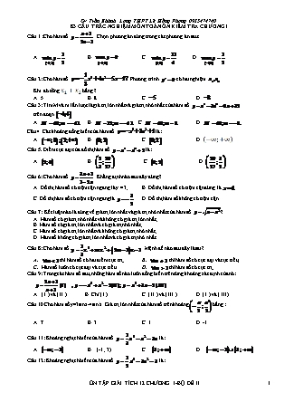 83 câu Trắc nghiệm môn Toán Lớp 12 - Chương 1 - Trần Khánh Long