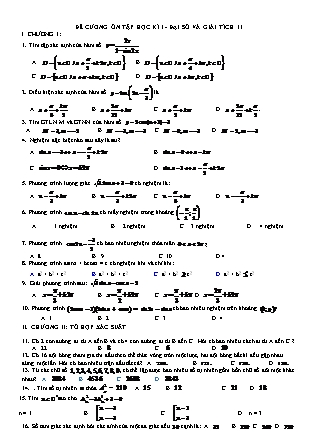 Đề cương Ôn tập môn Đại số và giải tích Lớp 11 - Học kì I