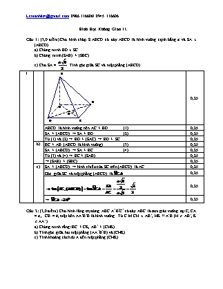 Đề cương Ôn tập môn Hình học không gian Lớp 11