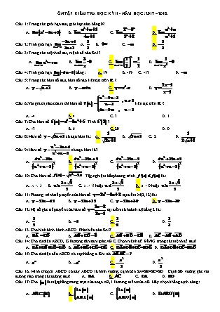 Đề cương Ôn tập môn Toán Lớp 11 - Năm học 2017-2018