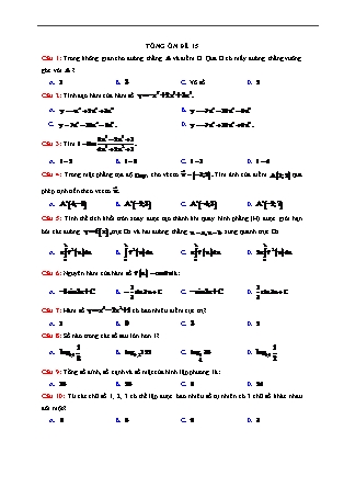Đề cương Ôn tập môn Toán Lớp 12 - Đề số 15