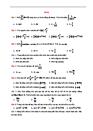 Đề cương Ôn tập môn Toán Lớp 12 - Đề số 6