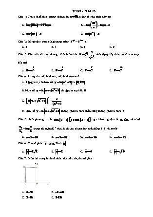 Đề cương Ôn tập môn Toán Lớp 12 - Đề số 9