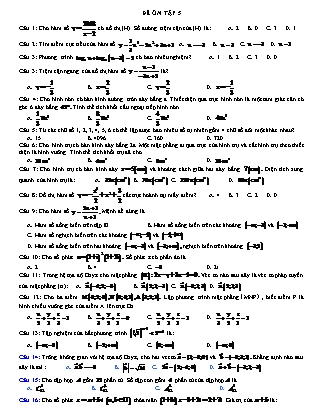 Đề cương Ôn tập Trung học phổ thông quốc gia môn Toán Lớp 12 - Đề số 5
