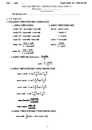 Đề cương Ôn thi môn Toán Lớp 11 - Nguyễn Thanh Sơn