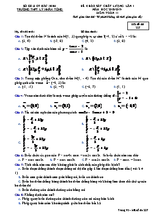 Đề khảo sát chất lượng Lần 1 môn Toán Lớp 11 - Đề số 11 - Năm học 2018-2019 - Trường THPT Lý Nhân Tông