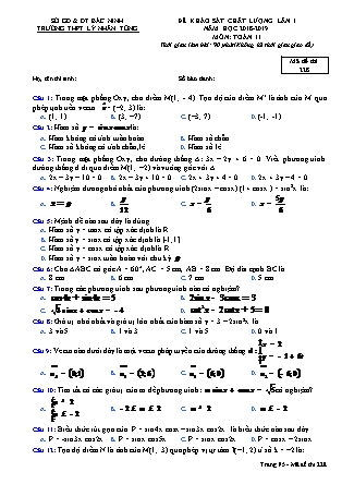 Đề khảo sát chất lượng Lần 1 môn Toán Lớp 11 - Đề số 12 - Năm học 2018-2019 - Trường THPT Lý Nhân Tông