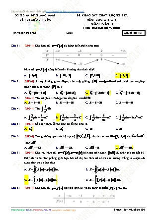 Đề khảo sát chất lượng môn Toán Khối 12 - Học kì II - Năm học 2017-2018