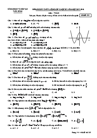 Đề khảo sát chất lượng môn Toán Lớp 12 - Học kì I - Năm học 2017-2018 - Sở giáo dục và đào tạo Thái Bình