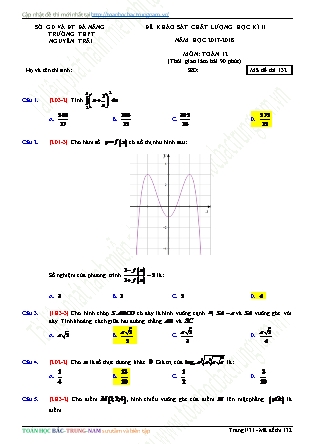 Đề khảo sát chất lượng môn Toán Lớp 12 - Học kì II - Năm học 2017-2018 - Trường THPT Nguyễn Trãi