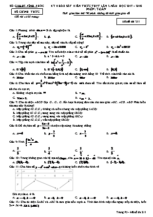 Đề khảo sát kiến thức Trung học phổ thông Lần 2 môn Toán Lớp 12 - Đề số 11 - Năm học 2017-2018