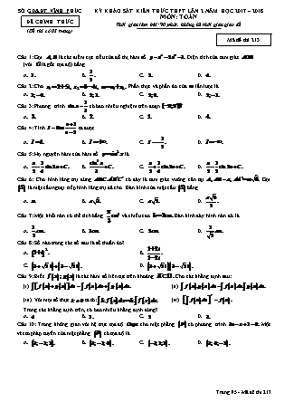 Đề khảo sát kiến thức Trung học phổ thông Lần 2 môn Toán Lớp 12 - Đề số 13 - Năm học 2017-2018