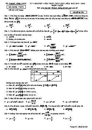 Đề khảo sát kiến thức Trung học phổ thông Lần 2 môn Toán Lớp 12 - Đề số 4 - Năm học 2017-2018