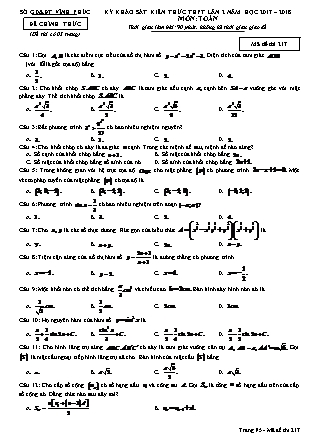Đề khảo sát kiến thức Trung học phổ thông Lần 2 môn Toán Lớp 12 - Đề số 17 - Năm học 2017-2018