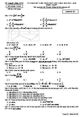 Đề khảo sát kiến thức Trung học phổ thông Lần 2 môn Toán Lớp 12 - Đề số 3 - Năm học 2017-2018