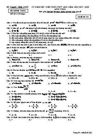 Đề khảo sát kiến thức Trung học phổ thông Lần 2 môn Toán Lớp 12 - Đề số 22 - Năm học 2017-2018