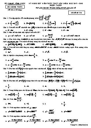 Đề khảo sát kiến thức Trung học phổ thông Lần 2 môn Toán Lớp 12 - Đề số 16 - Năm học 2017-2018