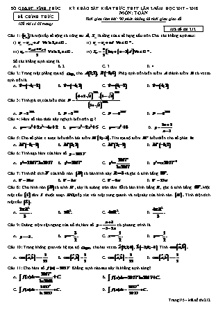 Đề khảo sát kiến thức Trung học phổ thông Lần 2 môn Toán Lớp 12 - Đề số 12 - Năm học 2017-2018