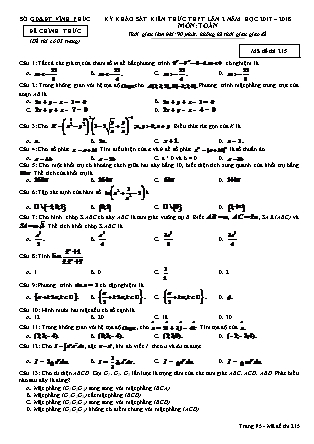Đề khảo sát kiến thức Trung học phổ thông Lần 2 môn Toán Lớp 12 - Đề số 15 - Năm học 2017-2018