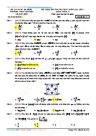 Đề khảo sát Ôn thi Trung học phổ thông quốc gia môn Toán Lớp 11 - Mã đề thi 11 - Năm học 2017-2018 - Trường THPT chuyên Lê Quý Đôn