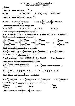 Đề kiểm tra 1 tiết môn Giải tích Lớp 11 - Chương 1