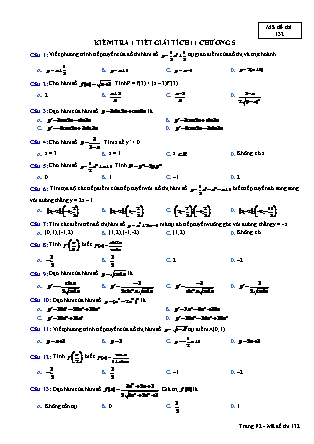 Đề kiểm tra 1 tiết môn Giải tích Lớp 11 - Chương 5 - Đề số 1