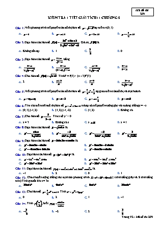 Đề kiểm tra 1 tiết môn Giải tích Lớp 11 - Chương 5 - Đề số 2