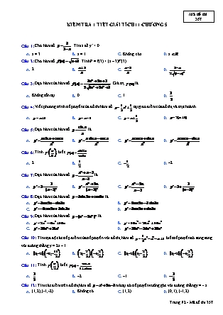 Đề kiểm tra 1 tiết môn Giải tích Lớp 11 - Chương 5 - Đề số 3