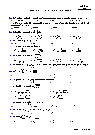 Đề kiểm tra 1 tiết môn Giải tích Lớp 11 - Chương 5 - Đề số 4
