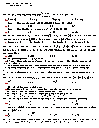 Đề kiểm tra chất lượng đầu năm môn Toán Khối 12 - Đề số 9 - Năm học 2018-2019 - Trường THPT Hàn Thuyên