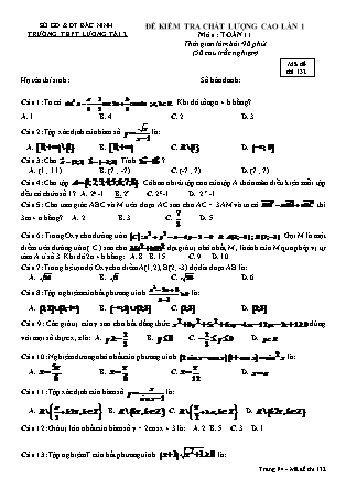 Đề kiểm tra chất lượng môn Toán Lớp 11 - Trường THPT Lương Tài