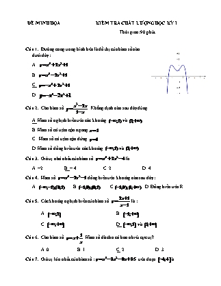 Đề kiểm tra chất lượng môn Toán Lớp 12 - Học kì 1