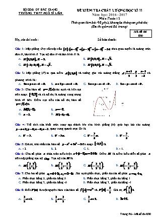 Đề kiểm tra chất lượng môn Toán Lớp 12 - Học kì II - Đề số 1 - Năm học 2016-2017 - Trường THPT Ngô Sĩ Liên