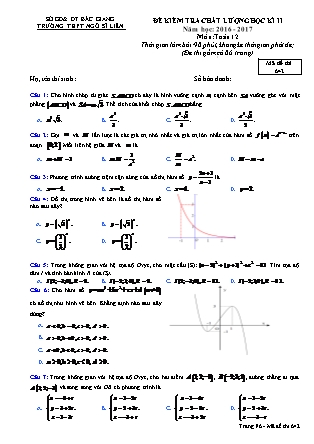 Đề kiểm tra chất lượng môn Toán Lớp 12 - Học kì II - Đề số 3 - Năm học 2016-2017 - Trường THPT Ngô Sĩ Liên