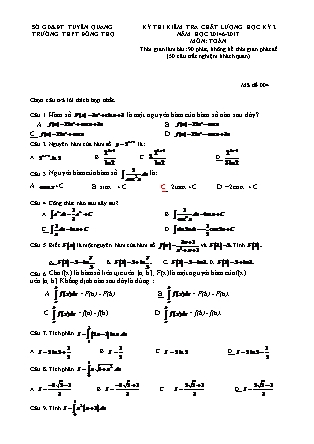 Đề kiểm tra chất lượng môn Toán Lớp 12 - Học kì II - Đề số 4 - Năm học 2016-2017 - Trường THPT Đông Thọ