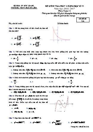 Đề kiểm tra chất lượng môn Toán Lớp 12 - Học kì II - Đề số 7 - Năm học 2016-2017 - Trường THPT Ngô Sĩ Liên