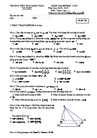 Đề kiểm tra định kì môn Toán Lớp 11 - Năm học 2018-2019 - Trường THPT Trần Quốc Tuấn