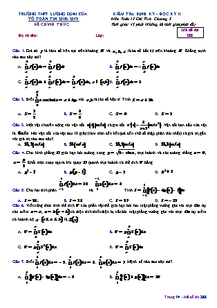 Đề kiểm tra định kì môn Toán Lớp 12 - Học kì II - Đề số 2 - Trường THPT Lương Định Của