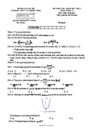 Đề kiểm tra khảo sát Lần 2 môn Toán Lớp 12 - Đề số 3 - Năm học 2018-2019 - Trường THPT Lý Thánh Tông